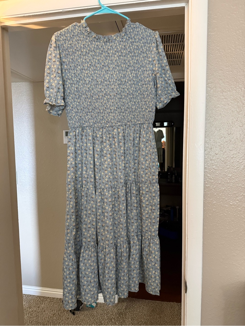 Blue Floral Tiered Midi Dress - Hayden